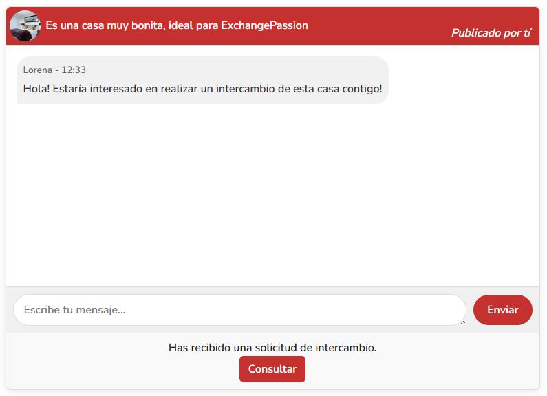 Ventana del chat con el botón Consultar el intercambio