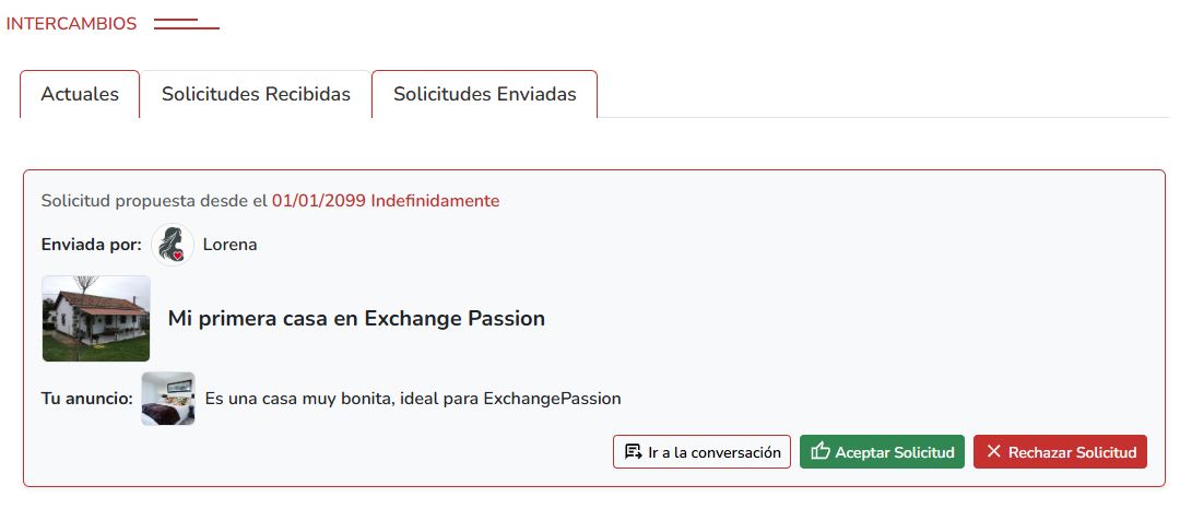 Listado de solicitudes recibidas